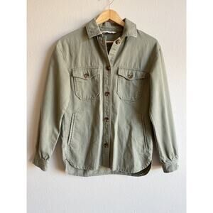 H&M Olive Green Shacket Shirt Size 14
